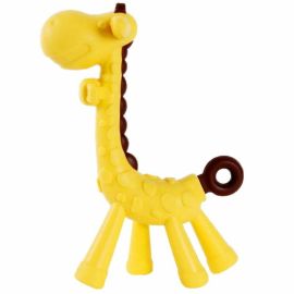 Jucarie de dentitie, Bocioland, Amelioareaza gingiile dureroase, Design ergonomic, Fara BPA, 0 luni+, Giraffe Yellow/Brown