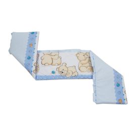 Babyneeds - Aparatoare laterala pentru patut 120x60 cm, Cu umplutura antialergica, Dimensiune 180 x 32 cm, Teddy Friends Albastru M1