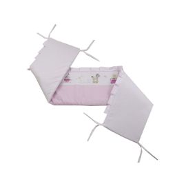 Babyneeds - Aparatoare laterala pentru patut 120x60 cm, Cu umplutura antialergica, Dimensiune 180 x 32 cm, Teddy Play Pink M2