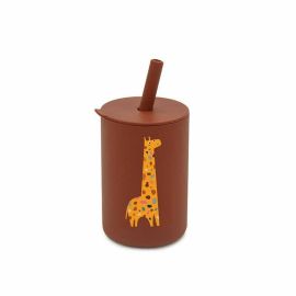 Cana din silicon, Bocioland, Cu pai, 150 ml, Fara BPA, 6 luni+, Giraffe