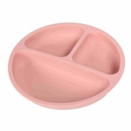 Farfurie compartimentata, Bocioland, Rotunda, Cu 3 compartimente, Silicon, Fara BPA, 6-36 luni, Pink