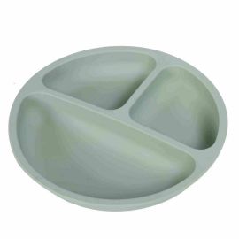 Farfurie compartimentata, Bocioland, Rotunda, Cu 3 compartimente, Silicon, Fara BPA, 6-36 luni, Green