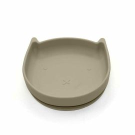 Farfurie in forma de pisicuta, Bocioland, Cu ventuze, Silicon, Fara BPA, 6-36 luni, Dark Beige