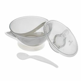 Castron, Bocioland, Cu ventuza si lingurita, Fara BPA, 360 ml, 6 luni+, Gri