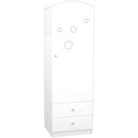 Dulap cu o usa si 2 sertare Hubners Matei deschidere dreapta alb cu stelute