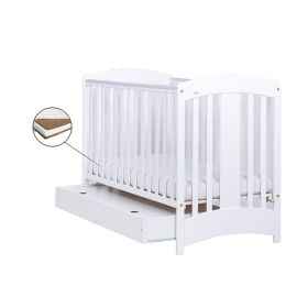 Patut Drewex Natalia cu sertar - Alb + Saltea Cocos 8 Cm