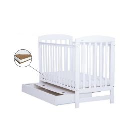 Patut Drewex Olek cu sertar - Alb + Saltea Cocos 12 cm