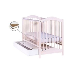 Patut Drewex Jagoda cu sertar - Alb transparent + Saltea Cocos 12 cm