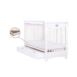 Patut Drewex Laura cu sertar - Alb + Saltea Cocos 10 Cm