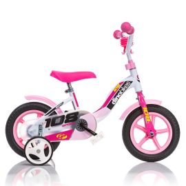 Bicicleta pentru copii model 108 Sport DB-108L-0509 Dino Bikes, 10 inch, culoare alb cu roz