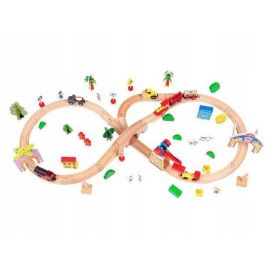 Circuit din lemn cale ferata din 78 piese Ecotoys HM008999