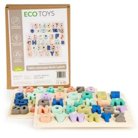 Tabla educationala din lemn cu cifre si litere - 51 de elemente Ecotoys MA4512