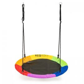 Leagan pentru copii rotund, tip cuib de barza, suspendat, 110 cm, Ecotoys MIR6001 - Multicolor
