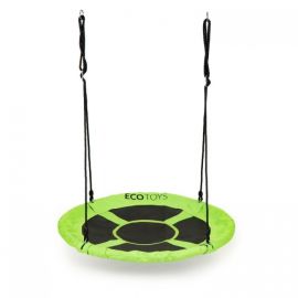 Leagan pentru copii rotund, tip cuib de barza, suspendat, 110 cm, Ecotoys MIR6001 - Verde