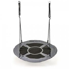 Leagan pentru copii rotund, tip cuib de barza, suspendat, 100 cm, Ecotoys MIR6001 - Gri