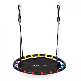 Leagan pentru copii rotund, tip cuib de barza, suspendat, 100 cm, Ecotoys MIR6300-1 - Negru