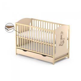 Patut cu sertar VESSANTI MILO GIRAFA - Crem cu natur + Saltea Cocos 12 cm