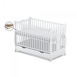 Patut cu sertar VESSANTI SOPHIE - Alb + Saltea Cocos 10 cm