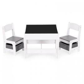 Set de masa cu doua scaune pentru copii Ecotoys ZKC-1A - Alb-Gri