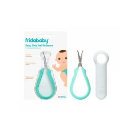 Foarfecuta pentru unghii , Fridababy, Easy Grip, Ergonomica, Cu varf rotunjit, Maner antialunecare, Cu husa de protectie, 0 luni+, Otel inoxidabil, Fara BPA, Verde/Turquoise