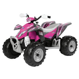 ATV Peg Perego Polaris Outlaw Pink Power, 12V, 3 ani+, Roz/Gri