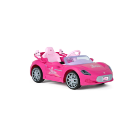 Masina cu telecomanda copii, Peg Perego, Barbie, cu lumini LED si radio cu muzica, viteza 3 Km/h, 2 motoare de 30W (60W total)