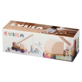 Jucarie din lemn, Cubika, Macara Magnetica - Pastel