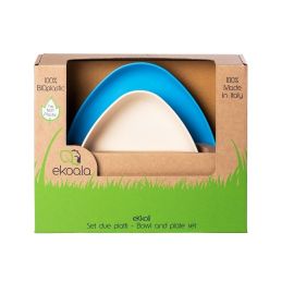 Set 2 farfurii, eKoala, BIOplastic, White/Blue