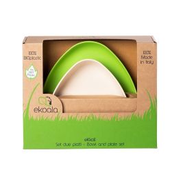 Set 2 farfurii, eKoala, BIOplastic, White/Green