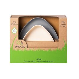 Set 2 farfurii, eKoala, BIOplastic, White/Grey