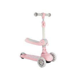 Trotineta transformabila cu sezut pliabil si lumini LED, Momi Debe - Pink