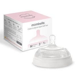 Tetină Anti-colici din silicon Mombella Breast Like, Flux Mediu (Mărimea M) - Ivory