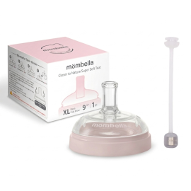 Tetină anti-colici cu pai si greutate,  Mombella Breast Like, Flux Consistent (Mărimea XL) - Old Rose
