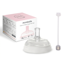Tetină anti-colici cu pai si greutate, Mombella Breast Like, Flux Consistent (Mărimea XL) - Ivory