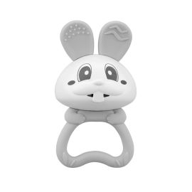 Jucarie pentru dentitie din silicon cu zornaitoare, Mombella Bunny - Grey