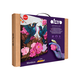 Set pictura si modelare 3D cu argila usoara, 30*40 cm - Hummingbirds in love
