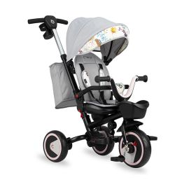 Tricicleta 5 in 1, MoMi INVIDIA Love, Scaun rotativ 360°, Spatar reglabil, Maner telescopic, Centura in 5 puncte, Pliabila, Suport pahare, Tapiterie usor de curatat