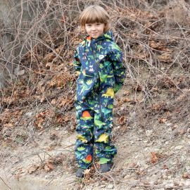 Salopeta impermeabila pentru copii Kidscare, cu protectie la vant si apa cu imprimeu Dinozauri - marime 104