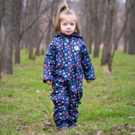 Salopeta impermeabila pentru copii Kidscare, cu protectie la vant si apa cu imprimeu Planete - marime 110