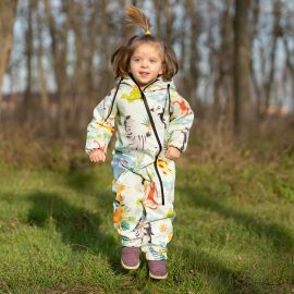 Salopeta impermeabila pentru copii Kidscare, cu protectie la vant si apa cu imprimeu Savana - marime 98