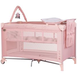 Patut pliabil cu saltea de infasat Chipolino Luna powder pink