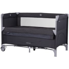 Patut pliabil Chipolino Relax anthracite linen cu laterala culisanta
