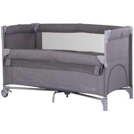 Patut pliabil Chipolino Relax charcoal linen cu laterala culisanta