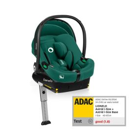 Scoica auto, Lionelo, i-Size Astrid, Include baza Isofix, 0-13 Kg, 40-87 cm, Cu maner si capotina reglabile, Cu protectie laterala avansata, Salteluta confortabila, Testat ADAC, Conform cu R129, Verde