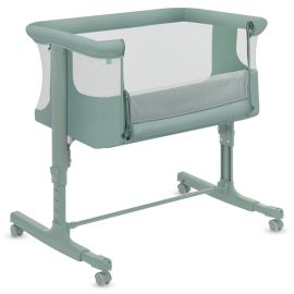 Patut co-sleeper, Lionelo, Aurora, 3 in 1, Cu leganare si setare unghiulara, Saltea cu densitate T25 si geanta transport, Reglabil in 5 pozitii pe inaltime, Pana la 9 kg, 0 luni+, 85x60x66 cm, EN 1130:2019+AC:2020, EN 16890:2, Verde