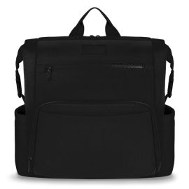 Rucsac impermeabil pentru mamici, Lionelo, Cube, Cu 12 compartimente si salteluta de schimbat, Cu prindere universala de carucior, 36 x 36 x 23 cm, Negru