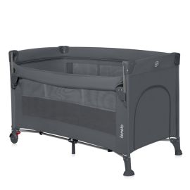 Patut pliant multifunctional, Lionelo, Ellen, Cu laterala culisanta, Nivel suplimentar, Intrare laterala cu fermoar, 2 roti, Saltea pliabila si geanta de transport incluse, 0- 36 luni, Pana la 15 kg, 120x60 cm, Conform cu EN 716, Gri