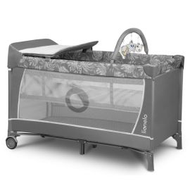 Patut pliant, Lionelo, Flower, Cu doua nivele, Masuta de infasat, Bara cu jucarii, Fereastra laterala, 120x60 cm, Certificari EN 716/12221, Gri