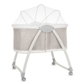 Patut si balansoar portabil Lionelo, Gaya 2 in 1, cu functie de leganat si muzica, 3 viteze de leganat reglabile, saltea T25, controlat prin telecomanda sau panou, pana la 9 kg, 0 luni+, 93 x 68 x 81 cm, bej sand