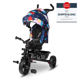 Tricicleta copii, Lionelo, Haari, Cu suport pentru picioare, Control al directiei, Scaun reversibil, Rotire 360 grade, Pliabila, Conform cu standardul european de securitate EN71, Albastru